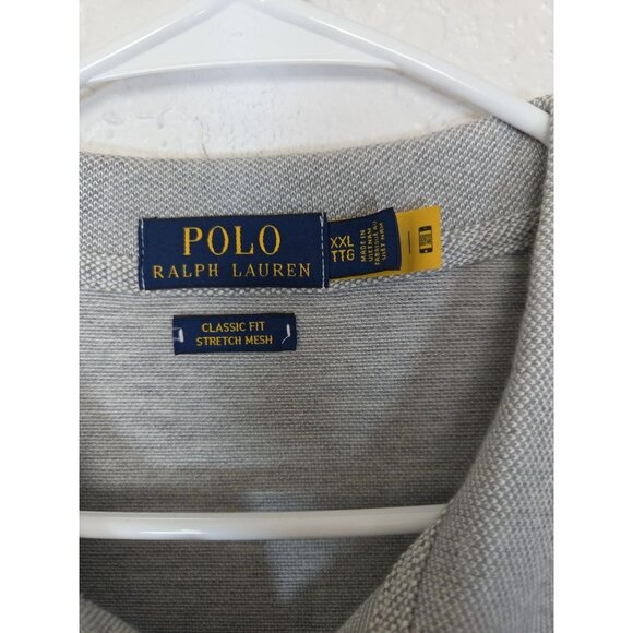 Polo Ralph Lauren Polo Shirt Mens 2XL Gray Stretch Mesh Big Pony Classic Fit - Picture 3 of 7